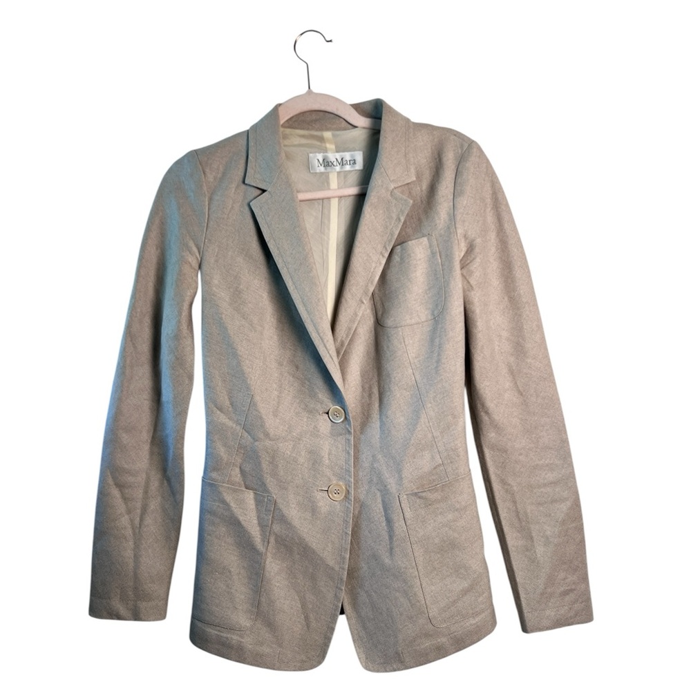 MaxMara Vintage Cream‎ 100% Linen Office Business Casual Blazer 8